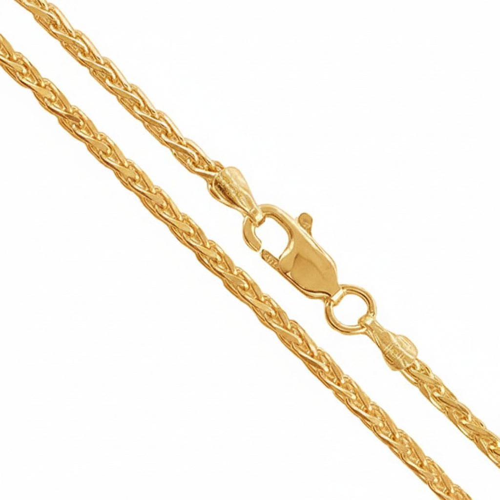14k Gold Plated Sterling Silver Diamond-Cut Wheat Chain