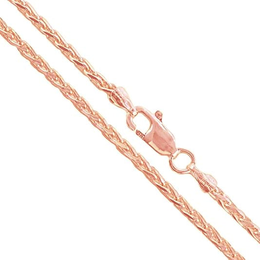 22k Rose Gold Plated Sterling Silver Diamond-Cut Wheat Chain