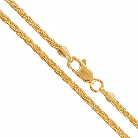 14k Gold Plated Sterling Silver Diamond-Cut Wheat Chain