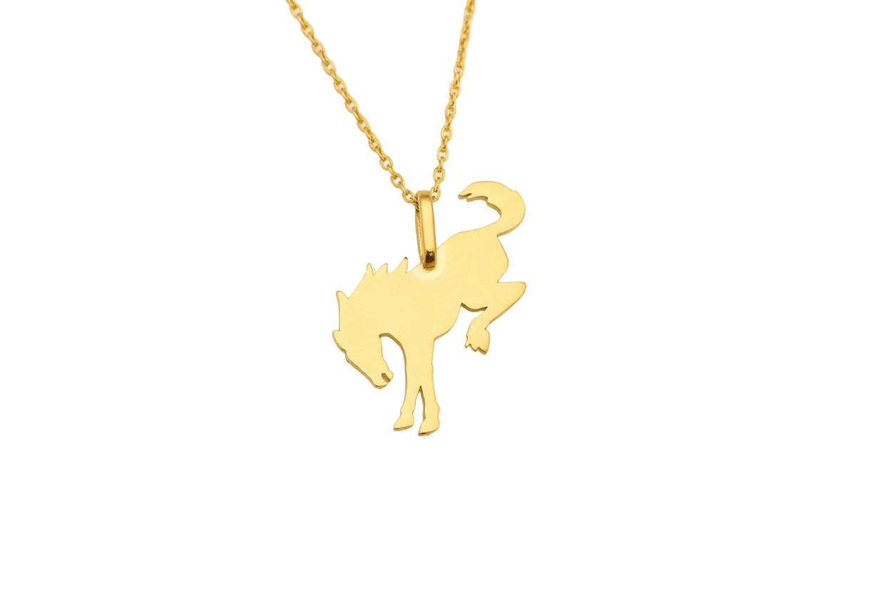 18K yellow gold plated Ford Bronco bucking horse logo pendant