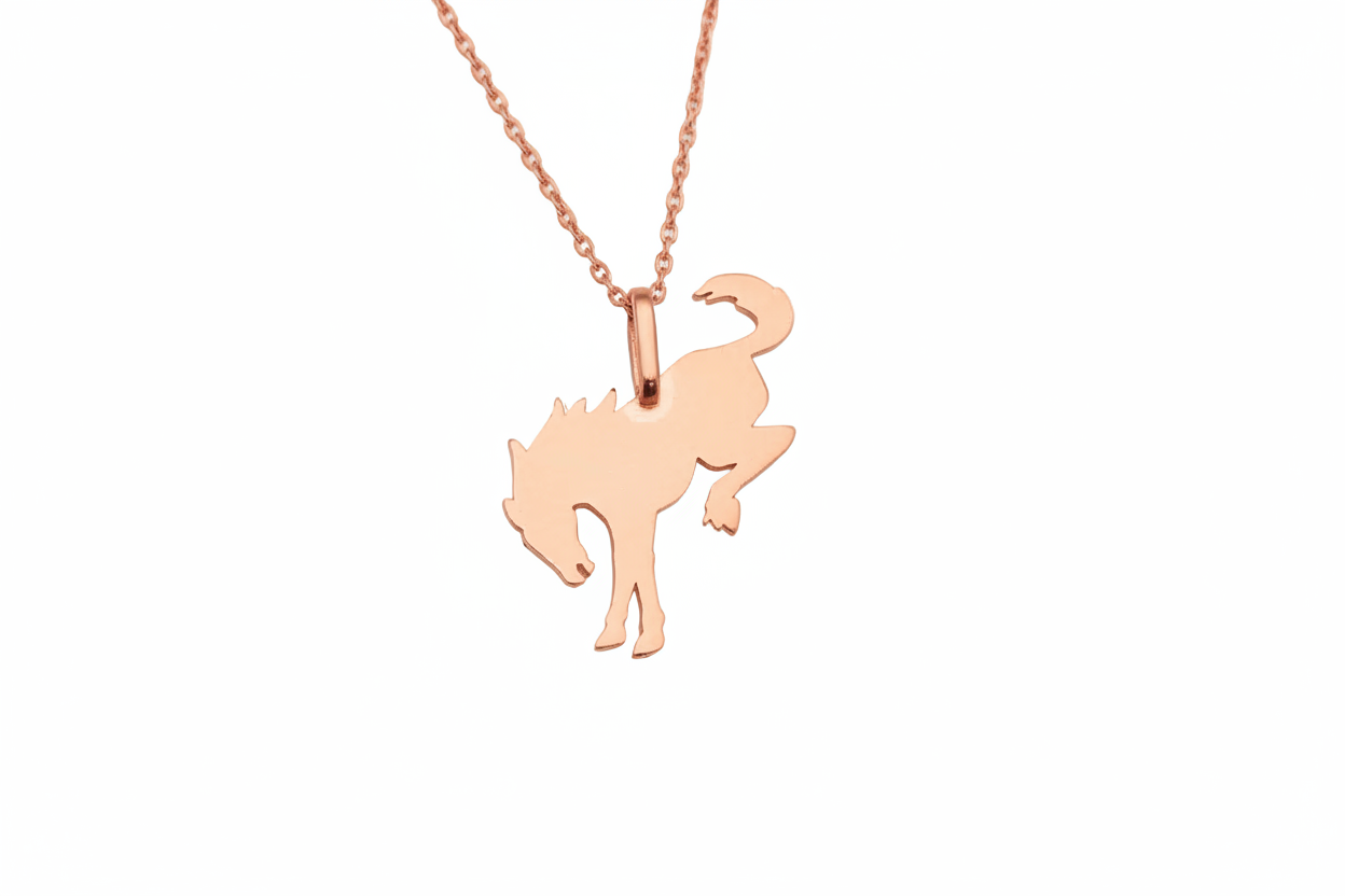 14K rose gold plated Ford Bronco bucking horse logo pendant